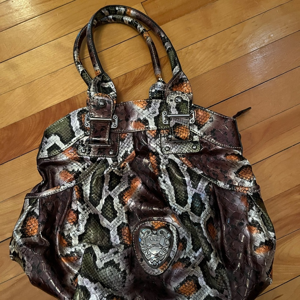 Brown and Orange Shoulder Bag with Textured Design